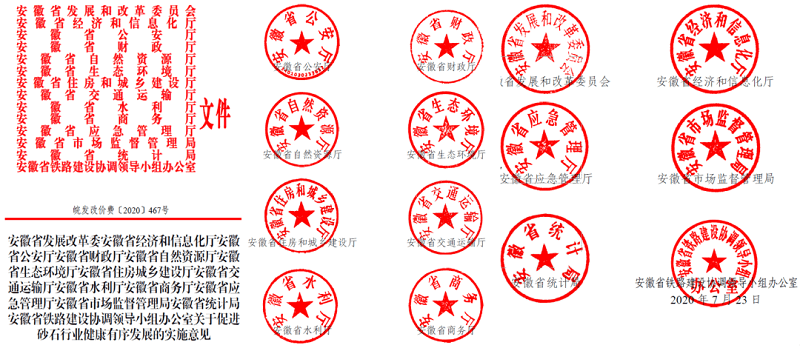 為促進(jìn)機(jī)制砂健康有序發(fā)展，安徽省發(fā)改委發(fā)布了實(shí)施方案文件